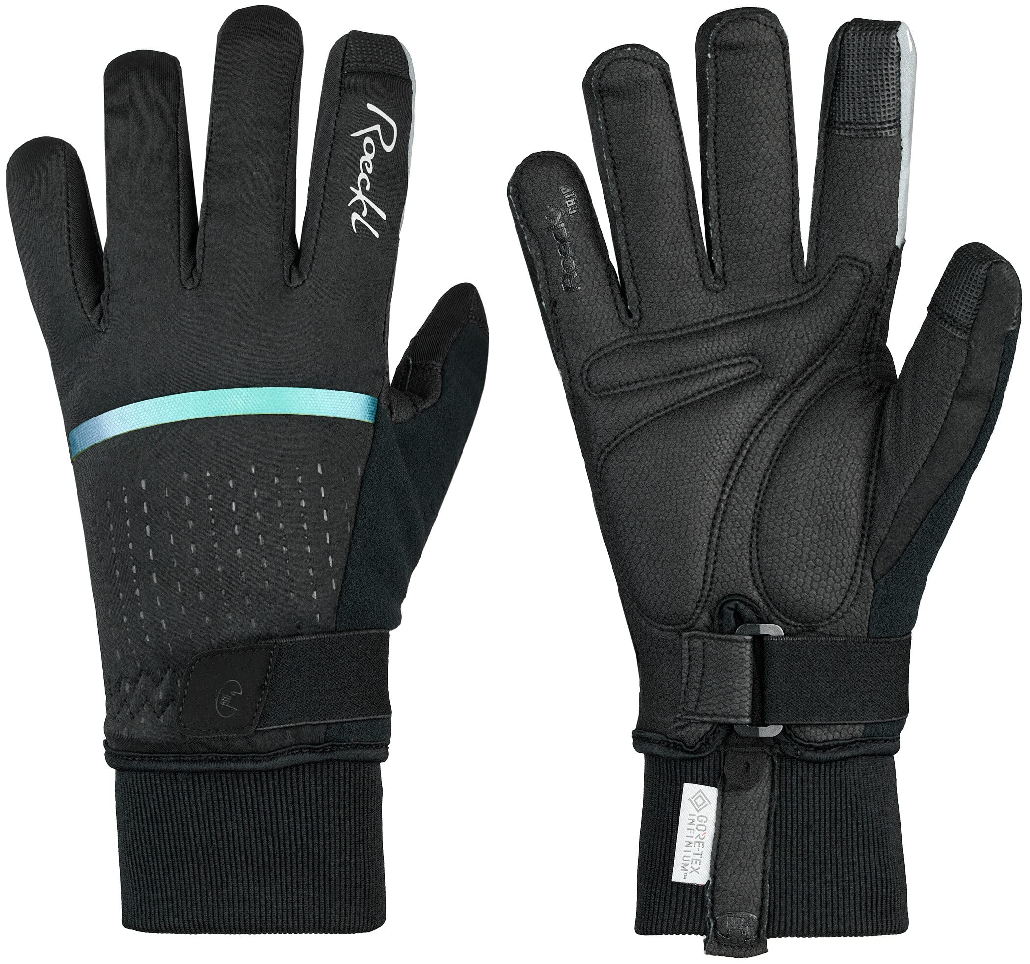 Roeckl Watou Damen Winter Fahrrad Handschuhe lang schwarz/grün 2023: Größe: 8.5