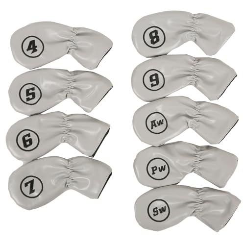 9Pcs wasserdichte Golfplätze Putter Abdeckung Eisen Kopf Abdeckung PU Leder Golfplätze Club Abdeckung Eisen Headcover Golfplätze Club Kopf Abdeckung Set