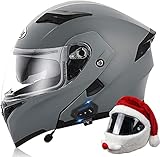 Motorrad Integrierter Bluetooth Modularer Klapp-Motorradhelm DOT/ECE-Zugelassener Mit Doppeltem Sonnenvisier Leichter Integral-Motorradhelm Für Erwachsene Herren Damen