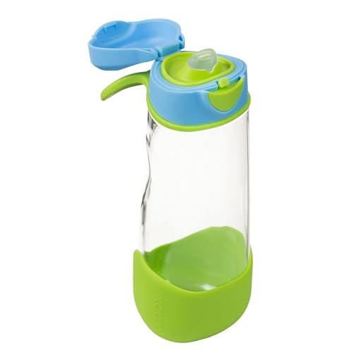 b.box Sport-Trinkflasche, 600 ml, groß, moderne Kinder-Wasserflasche mit Klappdeckel, auslaufsicher, BPA-frei (Ocean Breeze, 600 ml)