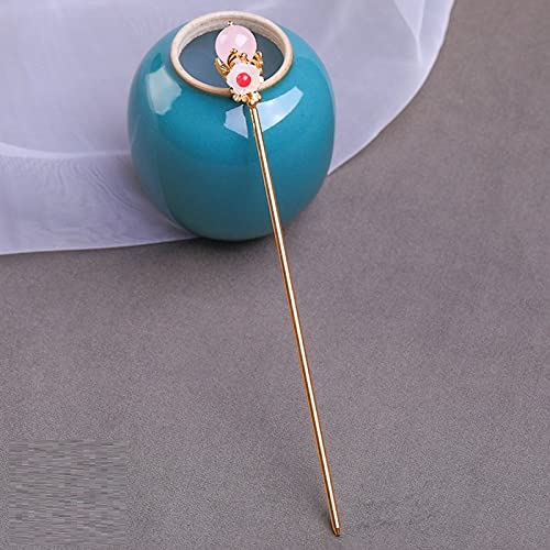 Retro-Haarbalken, chinesische Haarschläge, 2 Stück goldene Haarstäbchen for Dutts, Perlen-Haar-Essstäbchen, elegante Haarnadeln, traditionelle klassische Essstäbchen, Haar-Accessoires for Frauen T(Col