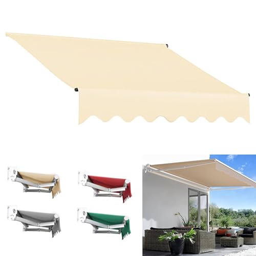 Markisentuch Ersatzstoff, (ohne Rahmen) Sonnensegel Garten Balkon Terrasse, Markisenbespannung mit UV-Schutz Sonnenschutz, Markisenbespannung Sonnenschutz Rot, Grau, 300*250cm(Beige,(22.9x6.5ft)7x2m)