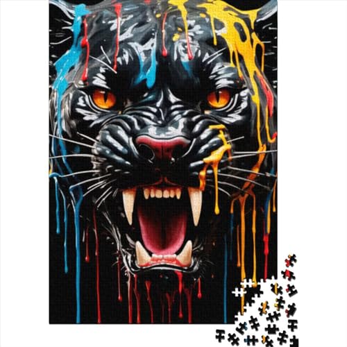 Puzzle für Erwachsene, 1000 Teile, tropfende Farbe, Panther-Kunst für Erwachsene, 1000 Teile Puzzle, Puzzles für Erwachsene, Lernspiel, Herausforderungsspielzeug (Größe: 75 x 50 cm)