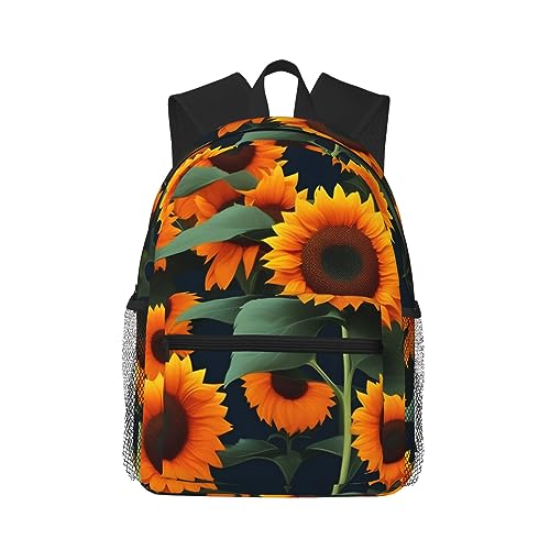 Yqxwjl Rucksack mit orangefarbenem Sonnenblumen-Druck, für Damen und Herren, Laptop-Büchertasche, leicht, lässig, Reisen, Tagesrucksack, Orange Sonnenblume, Einheitsgröße