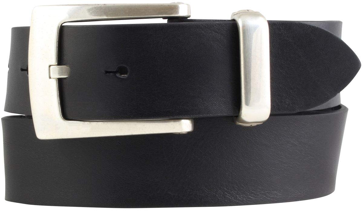 BELTINGER Designer-Gürtel aus Vollrindleder mit Metall-Schlaufe 4 cm | Jeans-Gürtel für Damen Herren 40mm | Schwarz 100cm