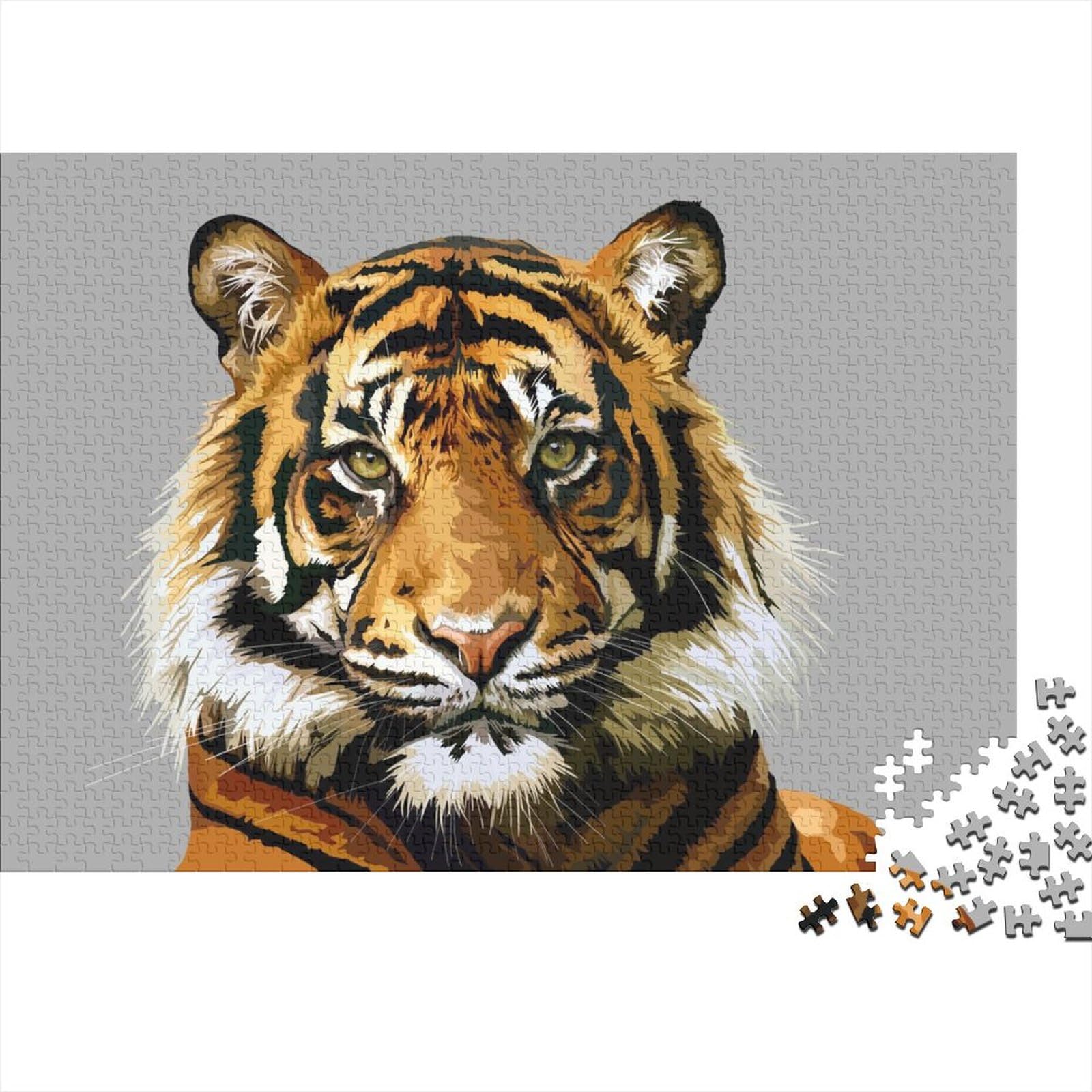 Kunstpuzzle für Erwachsene 1000 Teile Tiger für Erwachsene 1000 Teile Puzzlegeschenke Entspannungspuzzlespiele - Denksportpuzzle (Größe 75x50cm)