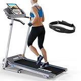 Kinetic Sports Laufband inkl. Pulsgurt 500 Watt leiser Elektromotor 12 Pogramme, GEH- und Lauftraining, Tablethalterung, stufenlos einstellbar bis 10 km/h, klappbar