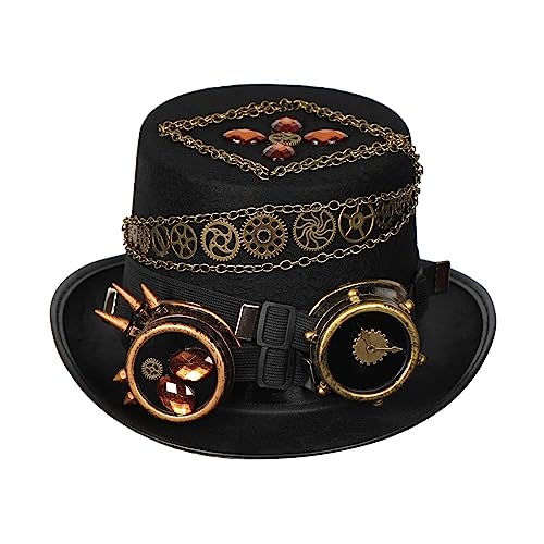 LARUISEE Unisex Zylinder Industrial Age Gothic Kristall Cosplay Für ComicCon Party Zubehör Industrial Age Cap Top Hat Bühnenhut