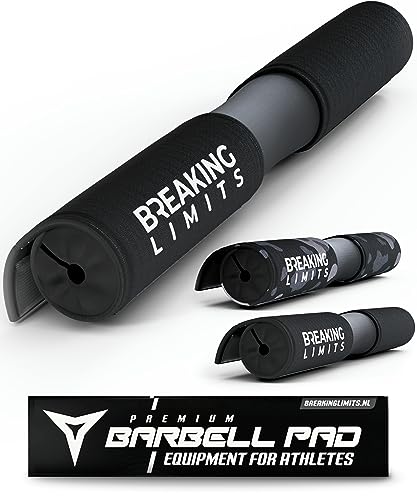 Breaking Limits Langhantel Polster – Hip Thrust Polster für die Hantelstange, Barbell Squat Pad mit Klettverschluss, Fitness Nackenpolster für Kniebeugen (Schwarz)