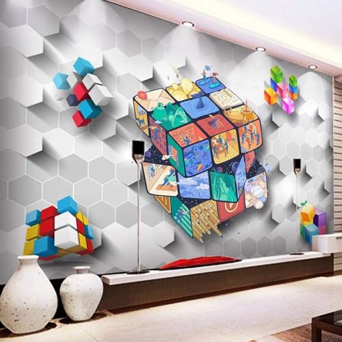 Dreidimensionaler Farbiger Rubik'S Cube 3D Tapete Poster Restaurant Schlafzimmer Wohnzimmer Sofa TV Dekorative Wand-430cm×300cm