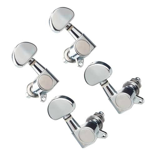 Strings Tuning Pegs Mechaniken Für Gitarre 4 Stück verchromte Saiten-Stimmnägel, Mechaniken-Mechaniken, geschlossene Zahnräder, 2R2L