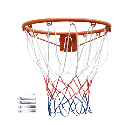 Wand-Basketballring - Mehrzweck-Stahl-Basketballring | stabiler und verdickter Basketballring | Ersatz-Basketballreifen mit Netz | Basketballnetz | Basketballzubehör