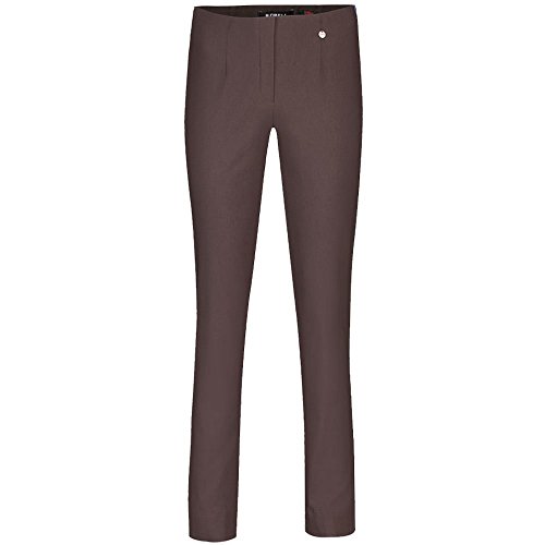 Robell Style Marie – Bequeme, stretchige Damenhose, Innenseite angeraut, Gerade geschnittenes Bein mit Schlitz Dunkel-Braun Größe 42