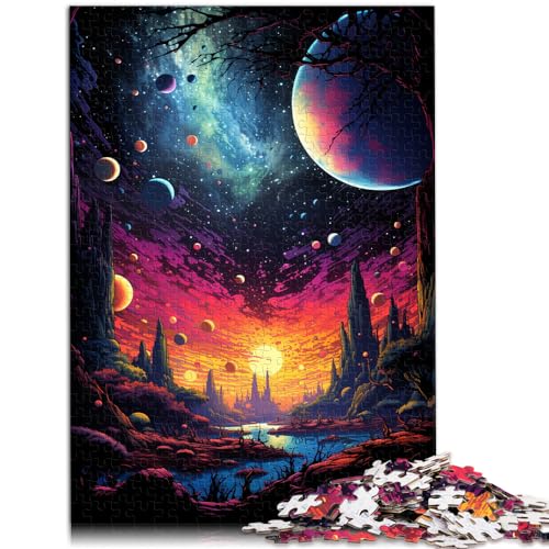 Puzzle, farbenfrohes psychedelisches Universum, Puzzle für Erwachsene, 1000 Teile, Holzpuzzle mit passendem Poster und Wissensblatt, 1000 Teile (50 x 75 cm)