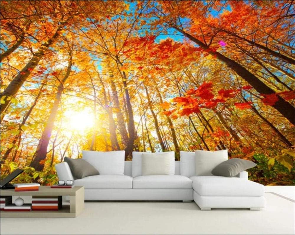 Natur Herbst Ahornblätter Wald 3D Tapete Poster Restaurant Schlafzimmer Wohnzimmer Sofa TV Dekorative Wand-430cm×300cm