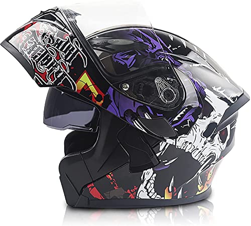 Motorradhelm Klapphelme Damen Und Herren,DOT/ECE-Zertifizierter Helme Erwachsene Motorrad Modularer Integralhelm Mit Doppelvisier Roller-Helm Mofa-Helm Scooter-Helm Sturzhelm