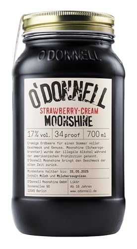 O'Donnell Moonshine - Strawberry-Cream Likör (700ml) - Creme-Likör von O’Donnell Moonshine - Sommer Edition - Premiumlikör mit 17% vol