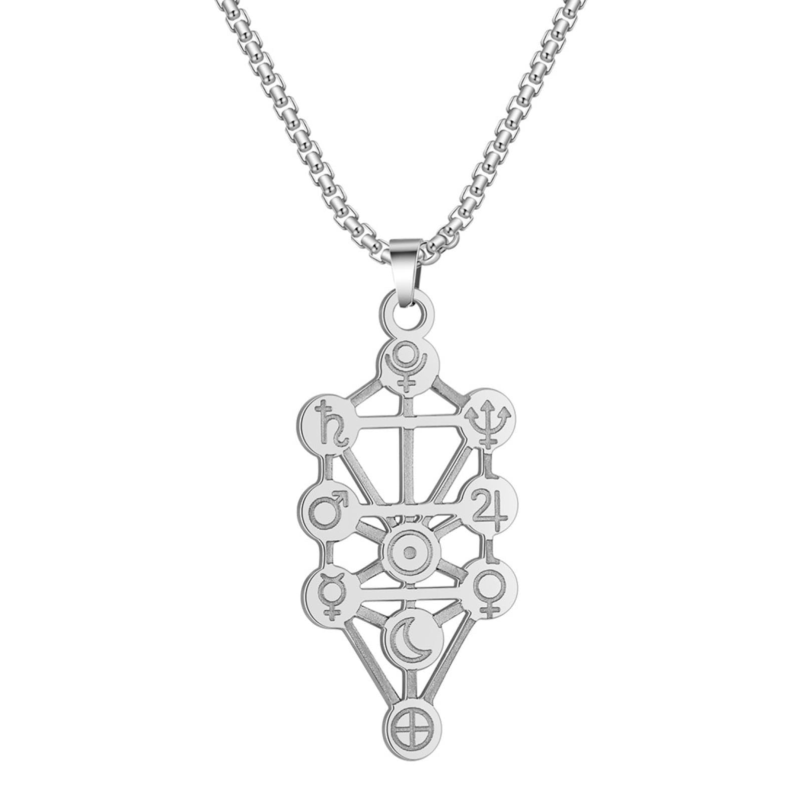 Halskette Ketten Schmuck Herren Frauen Anhänger Necklace Vintage Heilige Geometrie Astrologie Konstellation Baum Sternzeichen Kette Halskette S