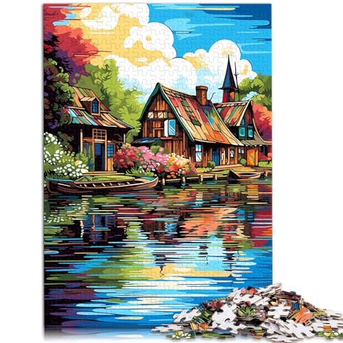 Spielzeug-Puzzle „Die farbenfrohe Psychedelie von Giethoorn“ 1000-teiliges Puzzle für Erwachsene, Holzpuzzle, einzigartige Geburtstags, 1000 Teile (50 x 75 cm)