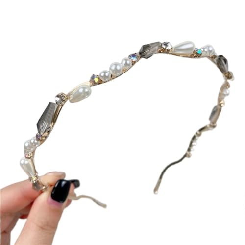 Haare, Kopfband, Grauer Abschnitt Haarband Haarnadel weiblich Retro Perle Strass Stirnband Haarschmuck