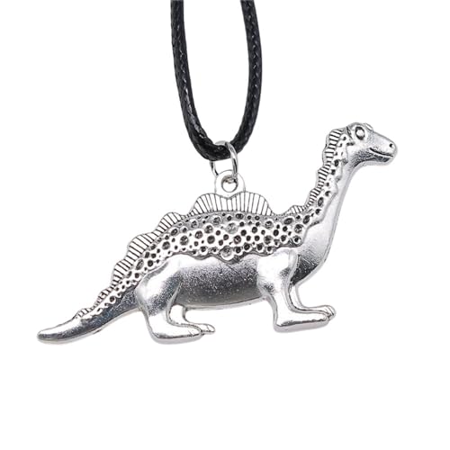 XIPIEIO Herrenmode-Trend-Halskette Farben Dinosaurier-Anhänger Schwarze Lederseilkette Personalisiertes Geschenk