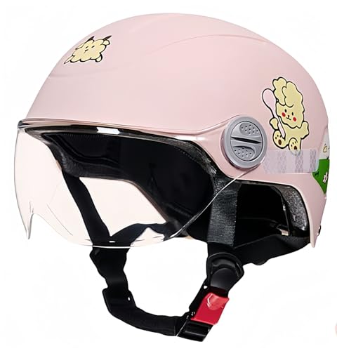 Cartoon-Helm Für Süßes Motorrad, Leichter Halbhelm Mit ECE-Zertifikat Für Jungen Und Mädchen Im Alter Von 3–15 Jahren F,46-54CM