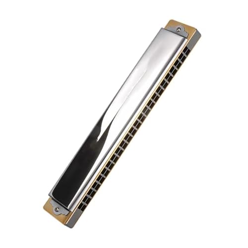 Spielen Sie professionell Mundharmonika 24-Loch C Key Vibrato Mundharmonika Messing Reed Blues Harp ABS Kamminstrument Silber (Color : G)