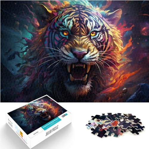 Puzzlespiele Bunter Tiertiger 1000 großes Puzzleteile für Erwachsene Holzpuzzle Jedes Teil ist einzigartig - Anspruchsvolles Familienspaßspiel 1000 Teile (50 x 75 cm)