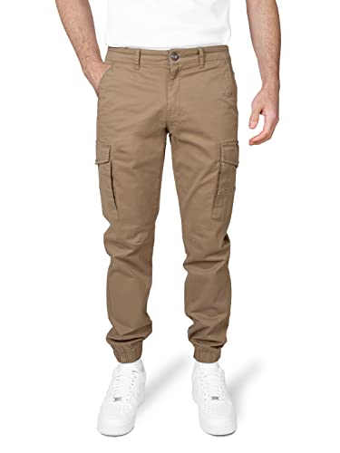 WOTEGA Odin - Herren Cargohose Mit Stretch - Cargo Arbeitshose Männer - Slim Fit Cargojeans, Braun (Sepia Tint 171314), W30/L34