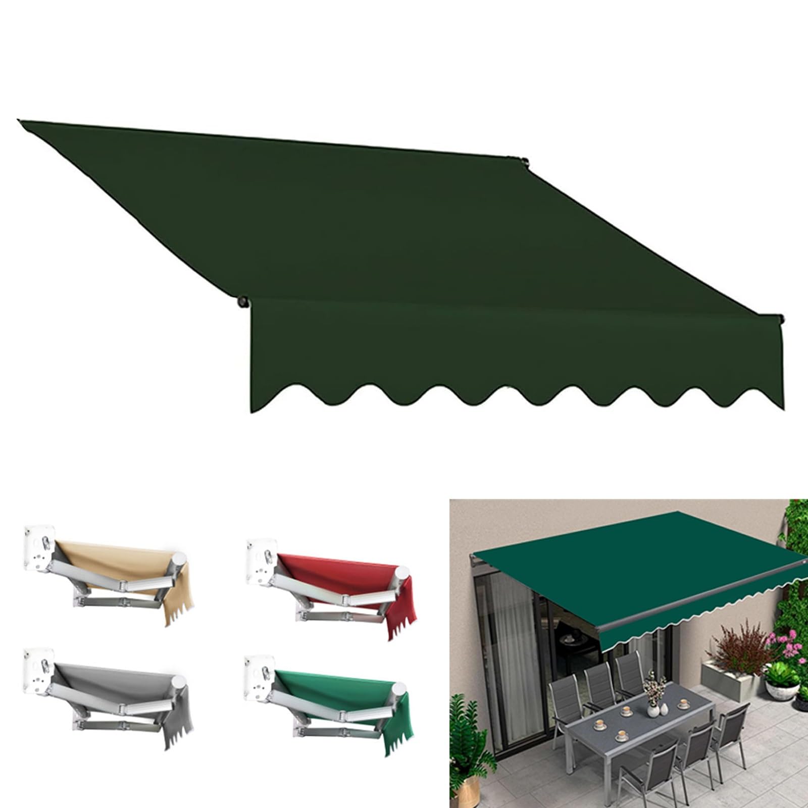 Markisentuch Ersatzstoff, (ohne Rahmen) Sonnensegel Garten Balkon Terrasse, Markisenbespannung mit UV-Schutz Sonnenschutz, Markisenbespannung Sonnenschutz Rot, Grau, 300*250cm(Green,(8.2x6.5ft)2.5x2m)