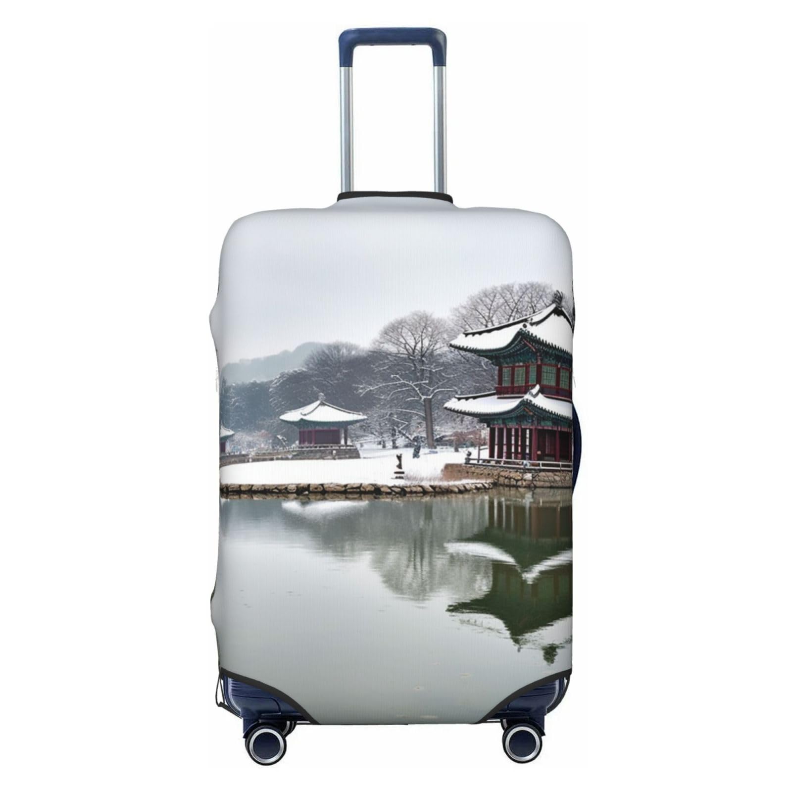 CSGJMYGS Korea Winter Lake Gepäckabdeckungen für Koffer, waschbar, modisch, dehnbar, kratzfest, passend für 45,7 - 81,3 cm Gepäck, XL, Schwarz, XL, Schwarz , XL