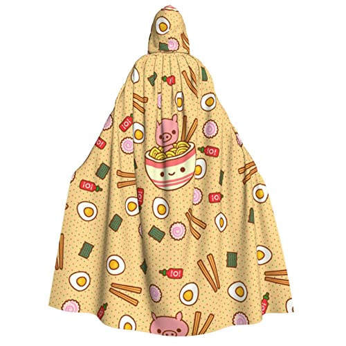 WURTON Delicious Sweet Ramen Print Unisex Kapuzenumhang Kapuze Halloween Karneval Cosplay Vielseitiger Erwachsenen-Kapuzenumhang