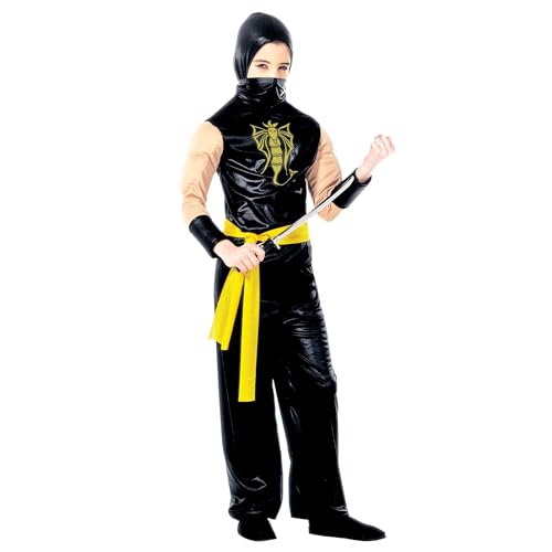 "POWER NINJA" (hooded coat with muscle arms, pants, belt) - (140 cm / 8-10 Years)