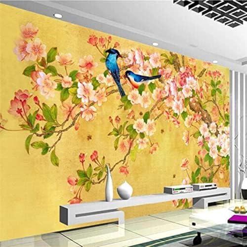 XLMING Elster Blume Vogel Weinlese-Kirschblüte 3D Tapete Wohnzimmer Sofa Schlafzimmer Esszimmer Home Dekoration Wand-200cm×140cm