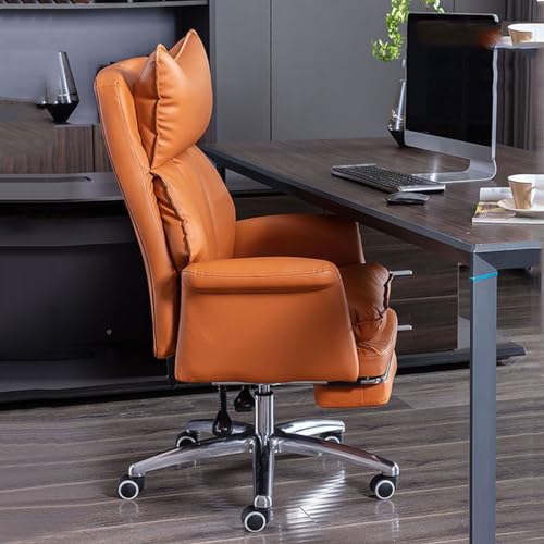 TBSZCM Stuhl mit hoher Rückenlehne und Fußstütze, Drehstuhl, Bürostuhl, Schreibtischstuhl, Rollstuhl mit Rückenlehne, Chefsessel aus Leder, ergonomisches Design, stabil Run forward