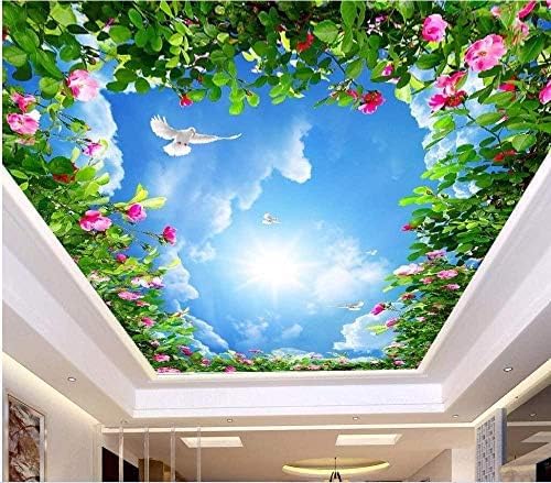 XLMING Blume Blauer Himmel Weiße Wolke Blume Rebe Gemälde 3D Tapeten Home Esszimmer Sofa Schlafzimmer Wohnzimmer TV Hintergrund-300cm×210cm