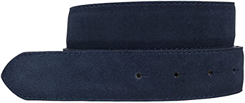 BELTINGER Gürtel aus Veloursleder ohne Schnalle 3,5 cm | Velour-Ledergürtel für Damen Herren 35mm | Wildleder-Gürtel | Marine 85cm