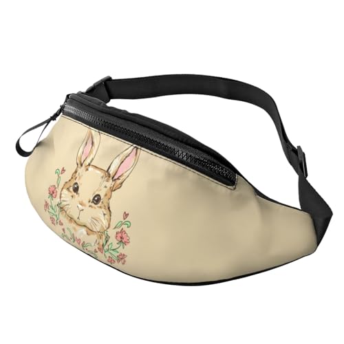 HSJFS Modische Hüfttasche mit bunten Zwergen, verstellbare Hüfttasche, lässige Brusttasche, Süßer Osterhase, Einheitsgröße