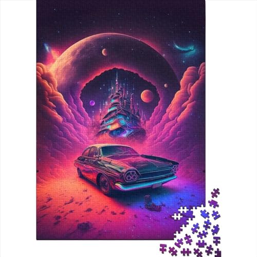 Kunstpuzzle für Erwachsene 1000 Teile, kosmisches Sportauto-Puzzle für Erwachsene, Teenager, schwierige, anspruchsvolle Puzzles 1000 Teile (Größe: 75 x 50 cm)