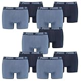 PUMA Herren Boxershorts Unterhosen 521015001 10er Pack, Farbe:037 - Denim, Bekleidungsgröße:M