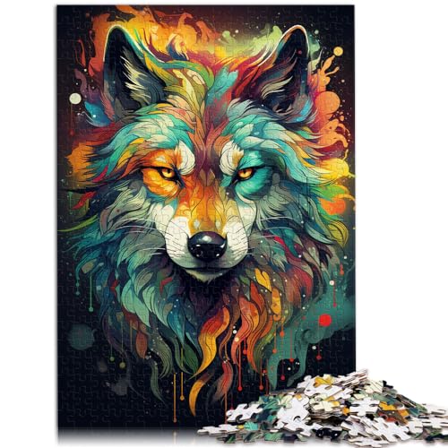 Puzzle, Lernspiele, farbenfrohe Psychedelia des Flammenwolfs, 1000-teiliges Puzzle für Erwachsene, Holzpuzzle, tolles Geschenk für | Spiele 1000 Teile (50 x 75 cm)