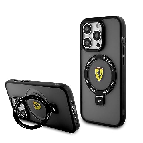 CG MOBILE Ferrari Magfit Ring Ständer Hülle für iPhone 15 Pro Max (schwarz)