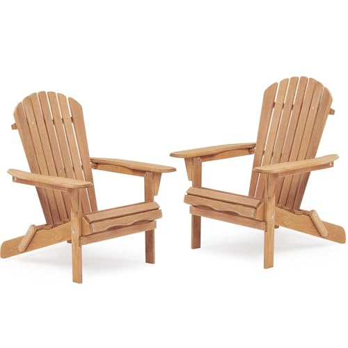 Klappbarer Holzstuhl, Teilweise Vormontiert Holz-Loungesessel, Outdoor Holz-Klappstuhl, FüR AußEnterrasse Garten Rasen Hinterhof Terrasse Pool Strand,Natural,2pcs