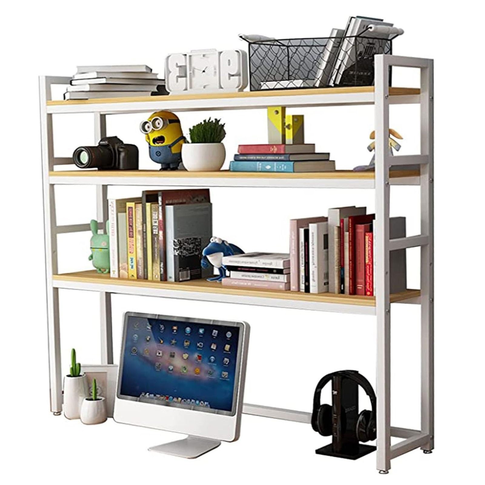 Schreibtisch-Bücherregal für Computer – verstellbares Schreibtisch-Bücherregal-Organizer-Rack, Schreibtisch-Bücherregal-Aufbewahrungsregal, Metall-Arbeitsplatten-Ständer-Bücherregal, für Zuhause/Bür