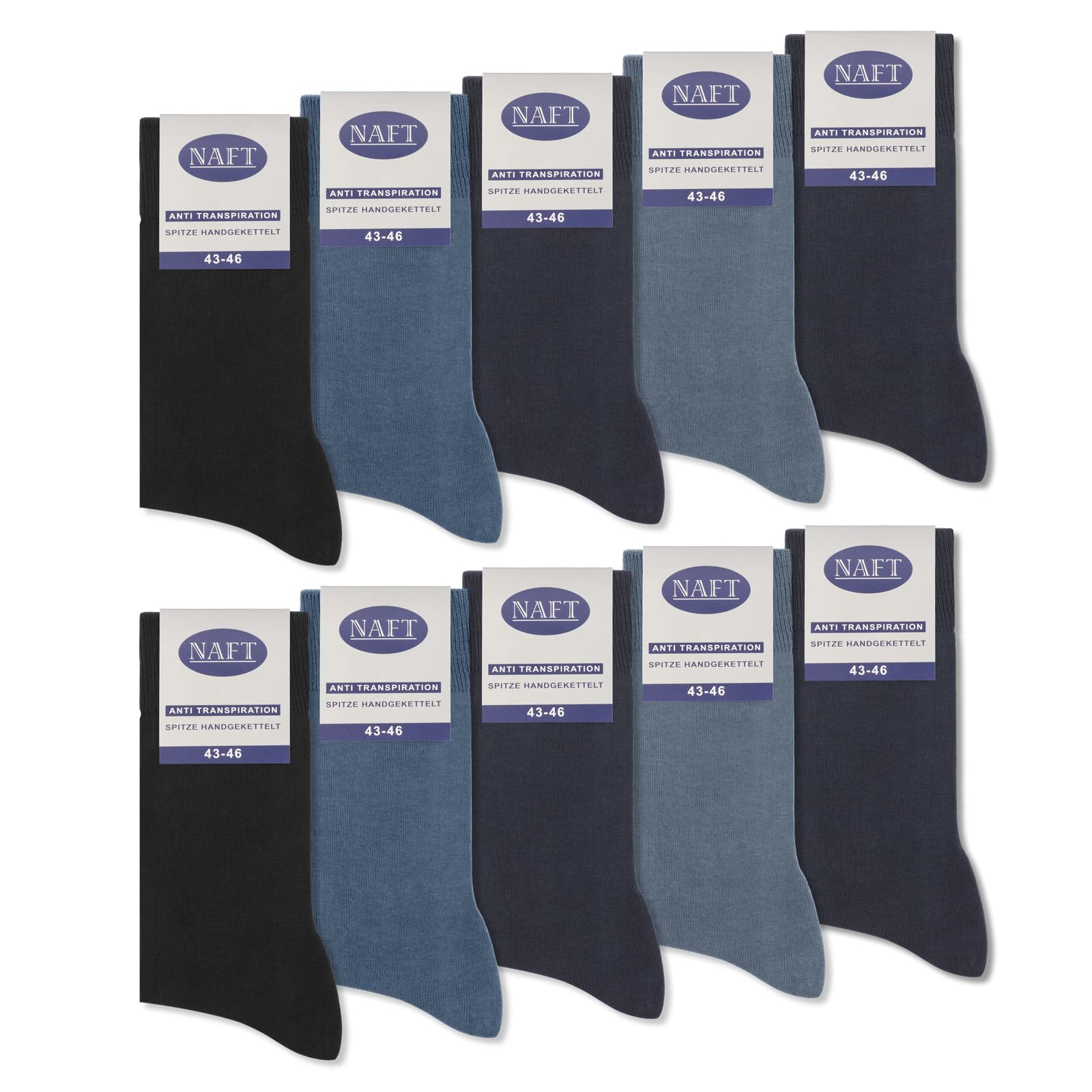 10 Paar Socken 100% Baumwolle Herren Damen Komfortbund ohne Naht 10600 WP (Schwarz Navy Jeans 39-42)