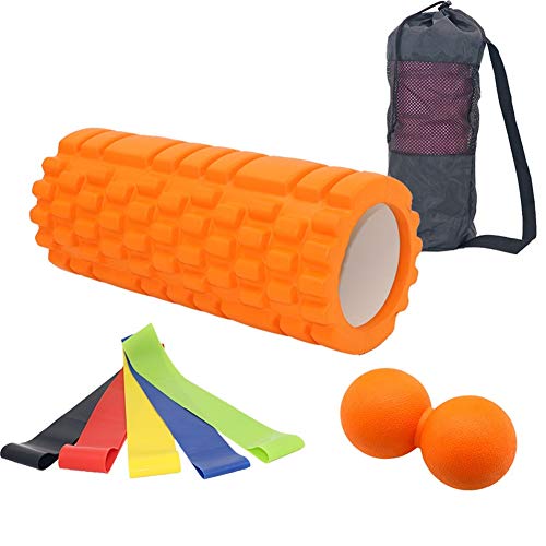 Faszienroller Rolle Für Rücken Große Schaumstoffrolle Trigger Point Foam Roller Schaumstoffrolle für tiefe Gewebemuskelmassage orange,set1