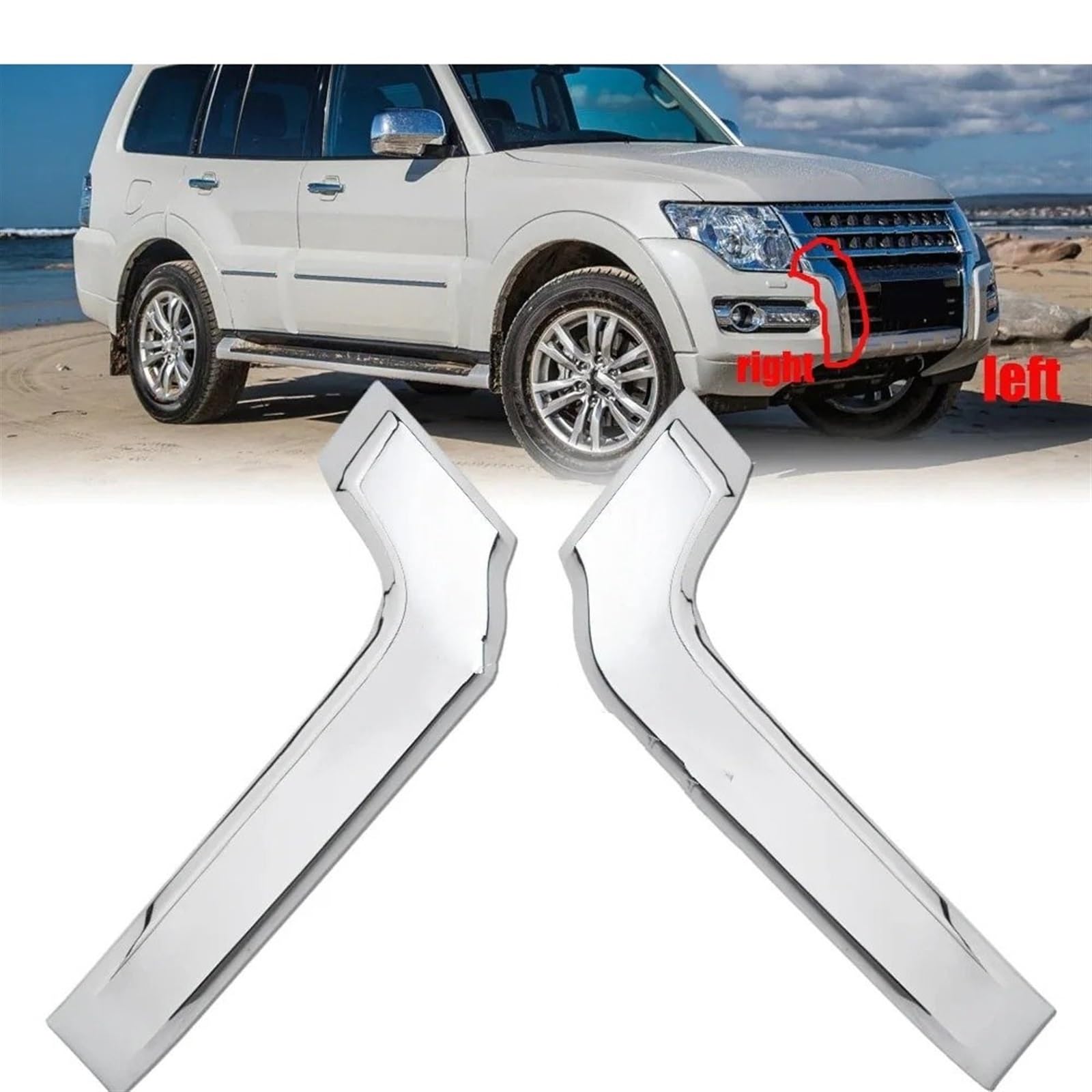 Frontgrills Für Für Pajero Für Montero V93 V97 V98 2015 2016 2017 Auto Frontstoßstange Grill Chromzierleiste Abdeckung Front Bumper Grille(Pair)