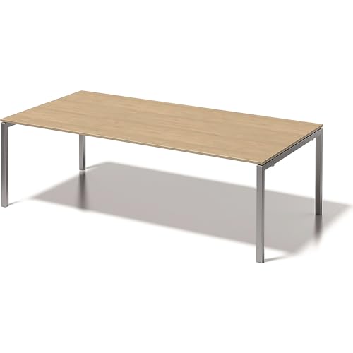 BISLEY Cito Chefarbeitsplatz/Konferenztisch, 740 mm höhenfixes U, H 19 x B 2400 x T 1200 mm, Dekor ahorn, Gestell Silber, Metall, Mp355, 120 x 240 x 85 cm