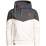 Amaci&Sons Herren Basic Kapuzenpullover Sweatjacke Pullover Hoodie Sweatshirt 4052 Blau/Anthrazit/Weiß XL