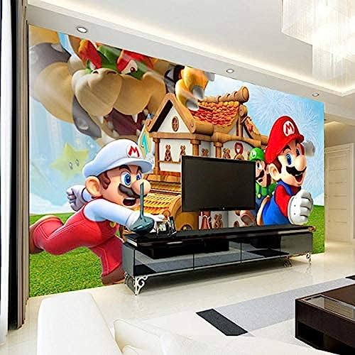 Super Mario Wandbild Personalisierte 3D Wandbild Spiel Tapete Kinderzimmer Jungen Schlafzimmer Kunst Raumdekor 3D Tapete Vlies Effekt Tv Die Fototapete Wandbild Wohnzimmer Schlafzimmer-200cm×140cm